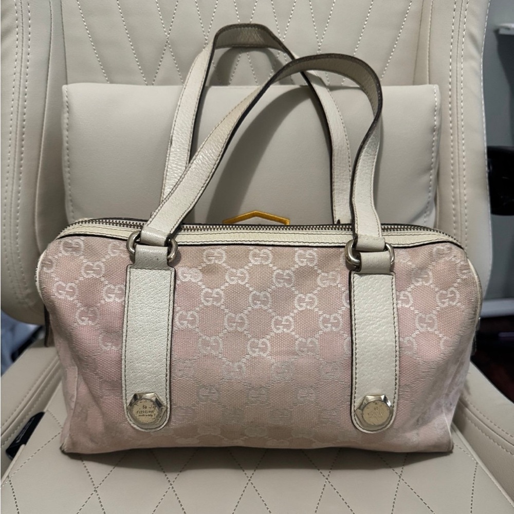 Pink gucci canvas shoulder bag Boston/ bowler bag